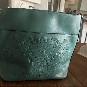 Patricia Nash Teal Embossed Shoulder/crossbody  Bag